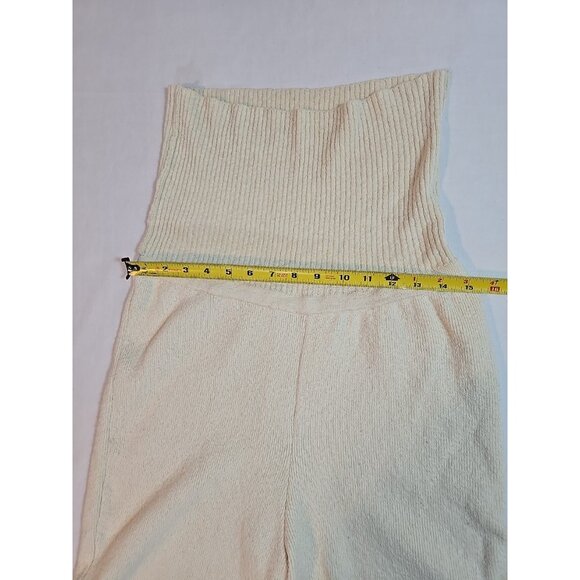 Free People Beach Women Pants Ribbed Knit Foldover Waist Flare Leg Size L - Picture 8 of 16